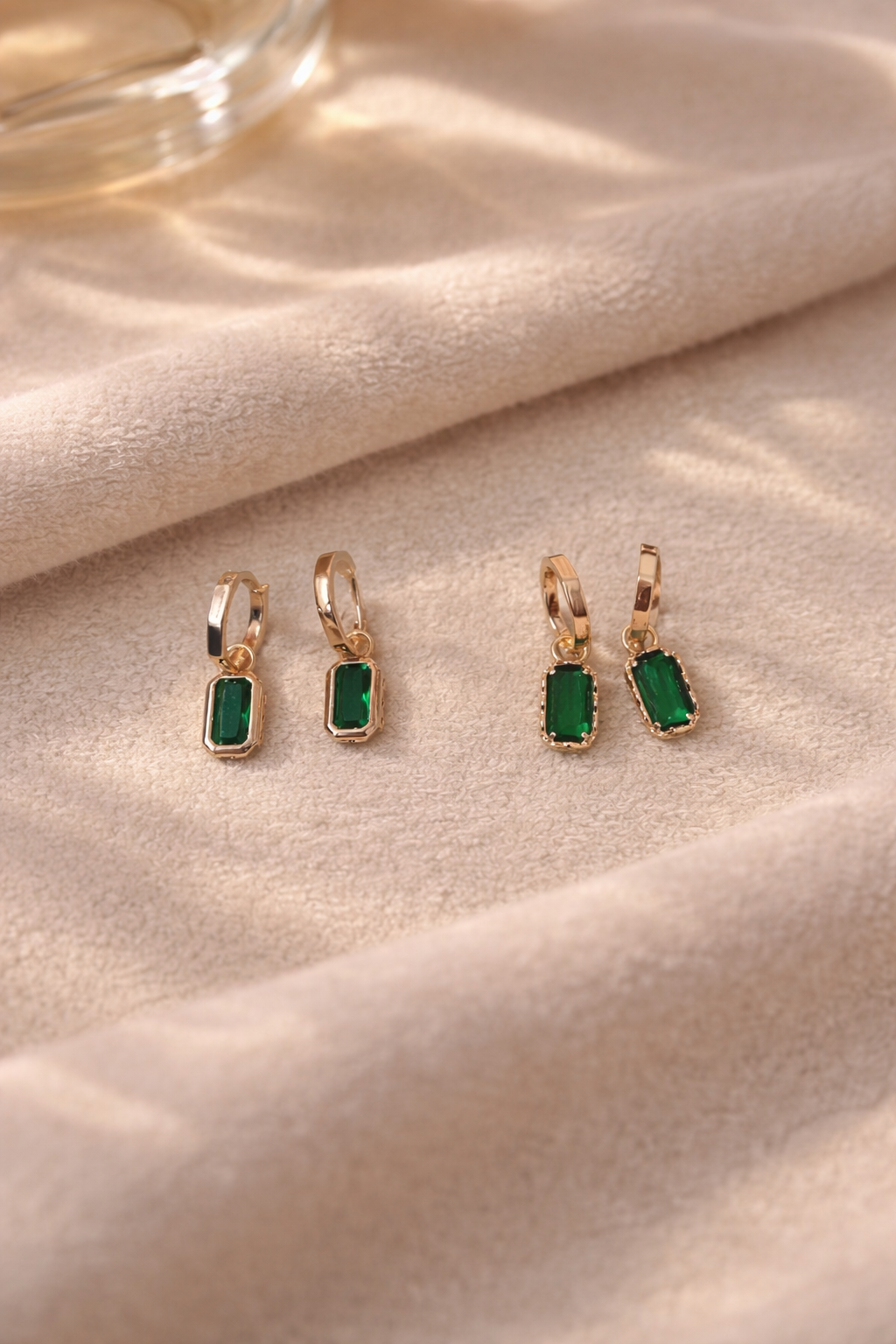 Green Crystal Twin Drop Earrings