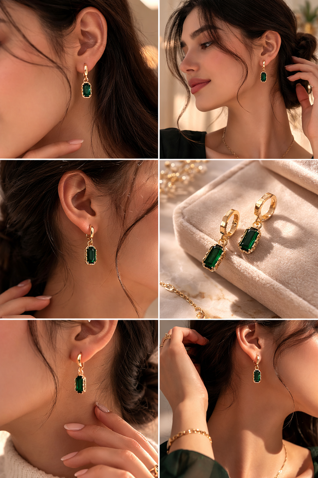 Green Crystal Twin Drop Earrings
