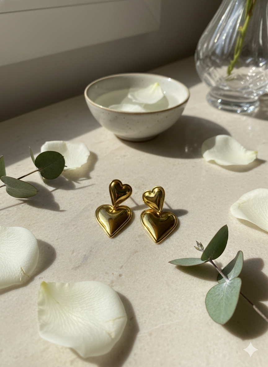 Double Heart Studs