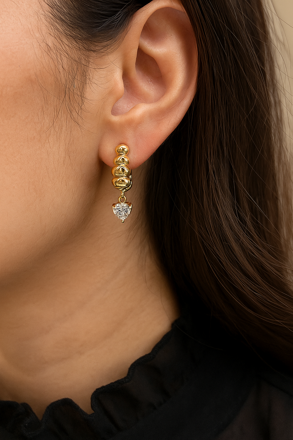 Heart Charm Hoops