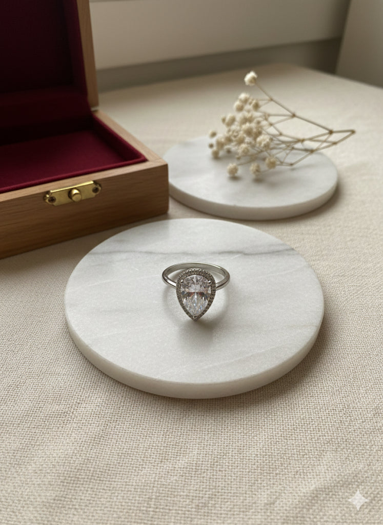 Pear-Shaped Halo Ring(Adjustable)
