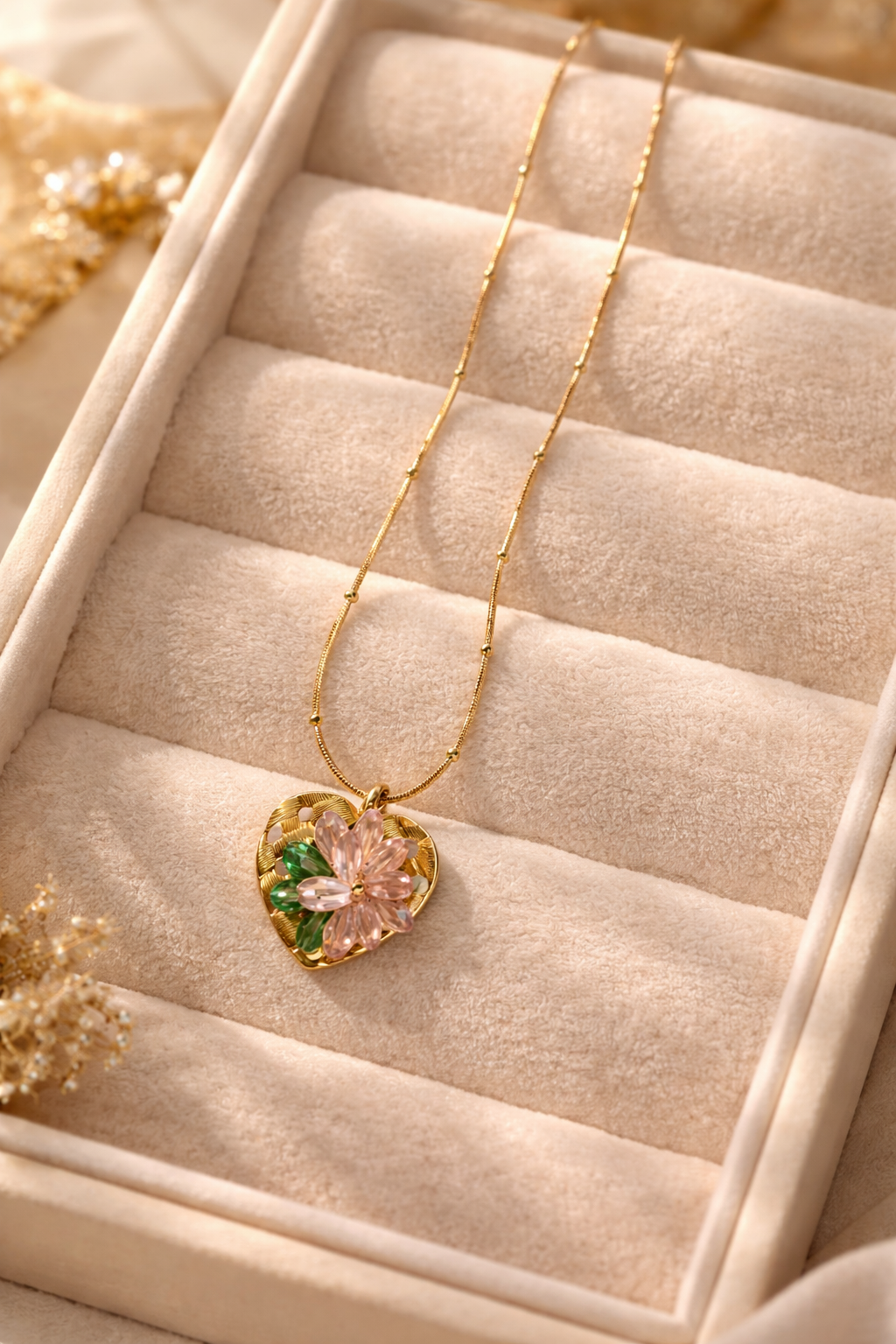 Blush Bloom Heart Pendant