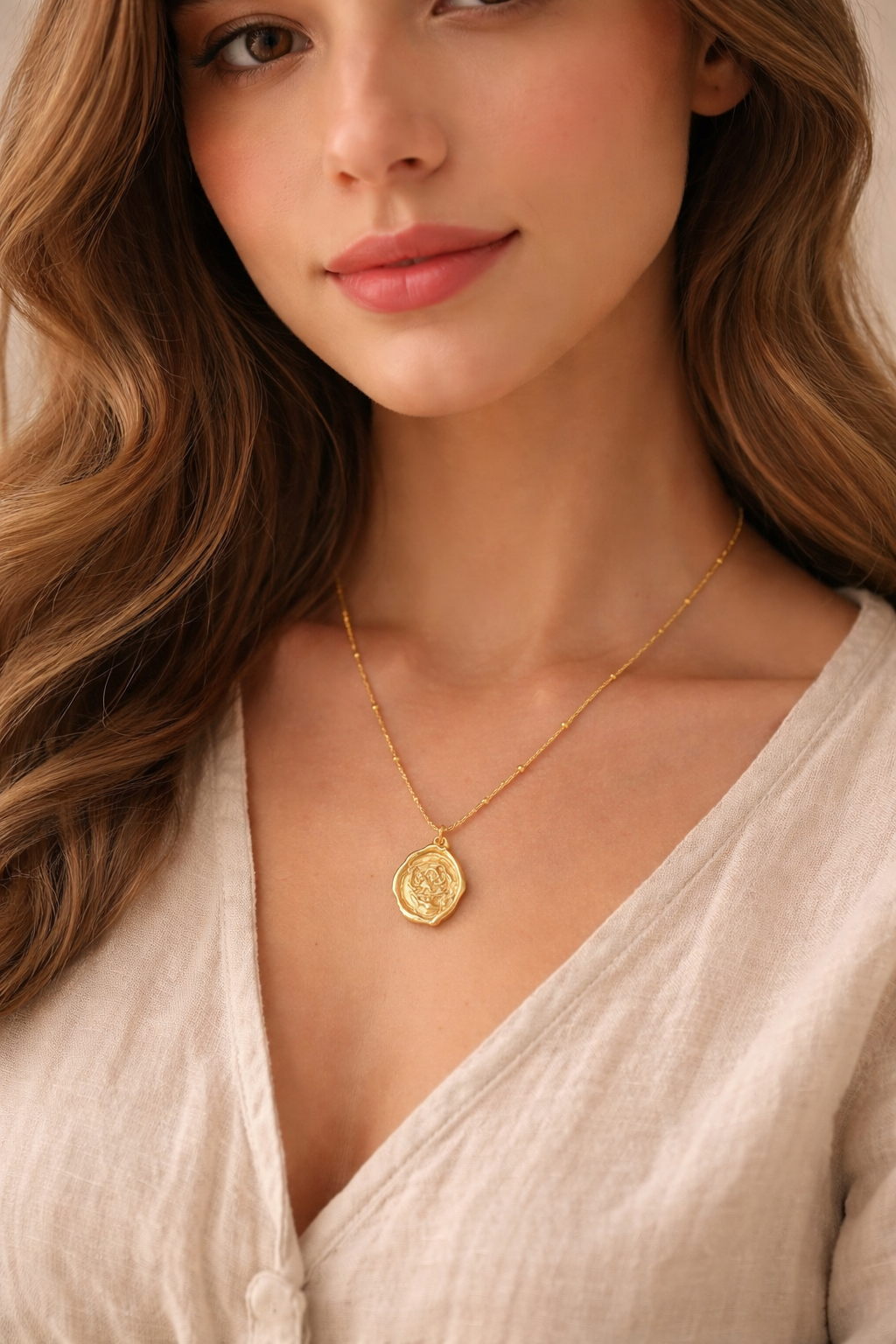 Golden Rose Seal Pendant