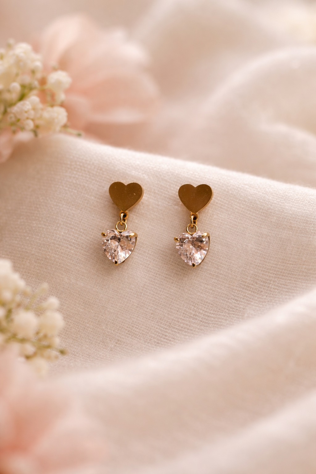 Blush Heart Drop Earrings
