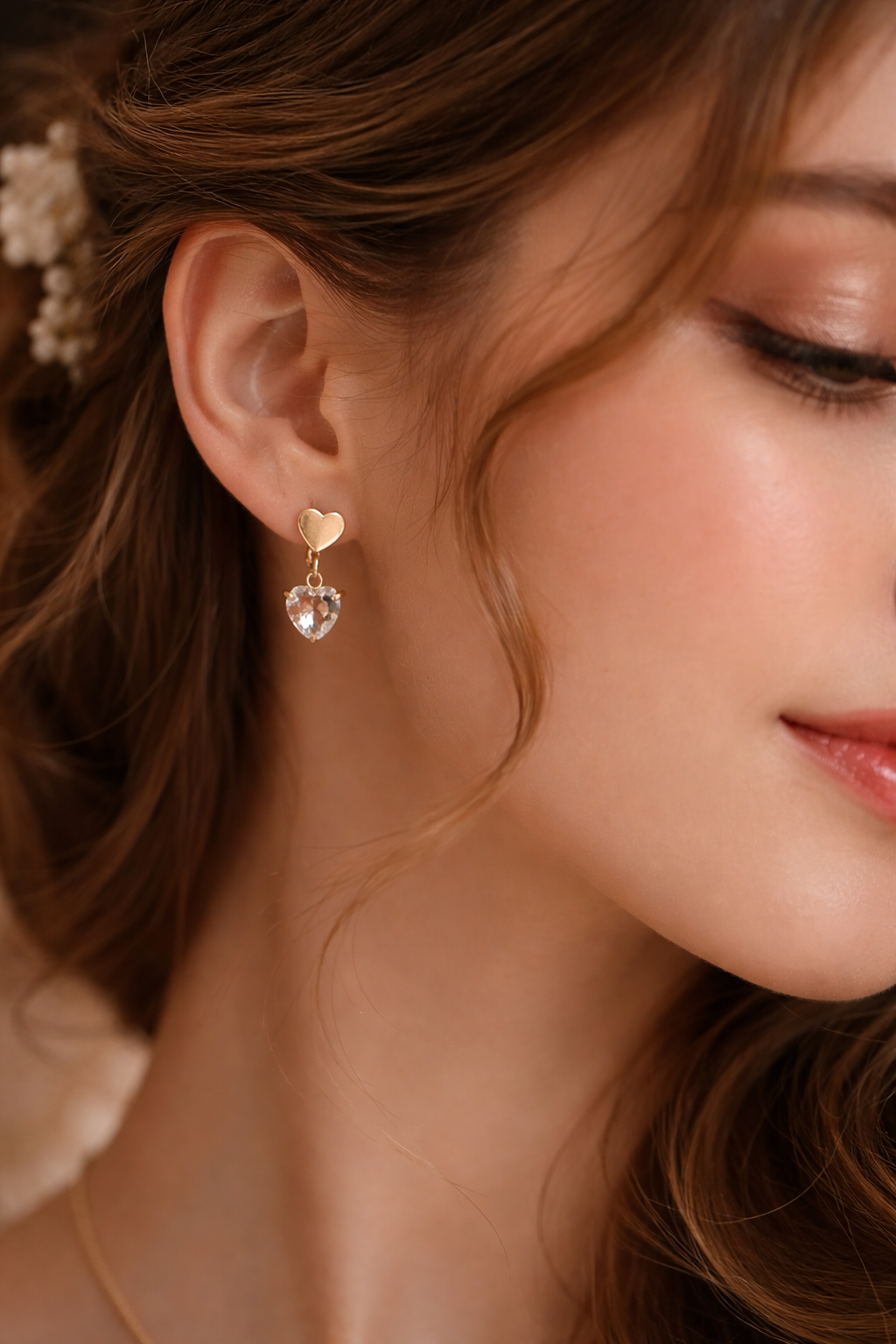Blush Heart Drop Earrings