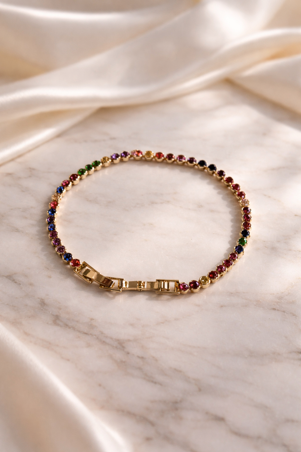 Rainbow Gemstone Tennis Bracelet