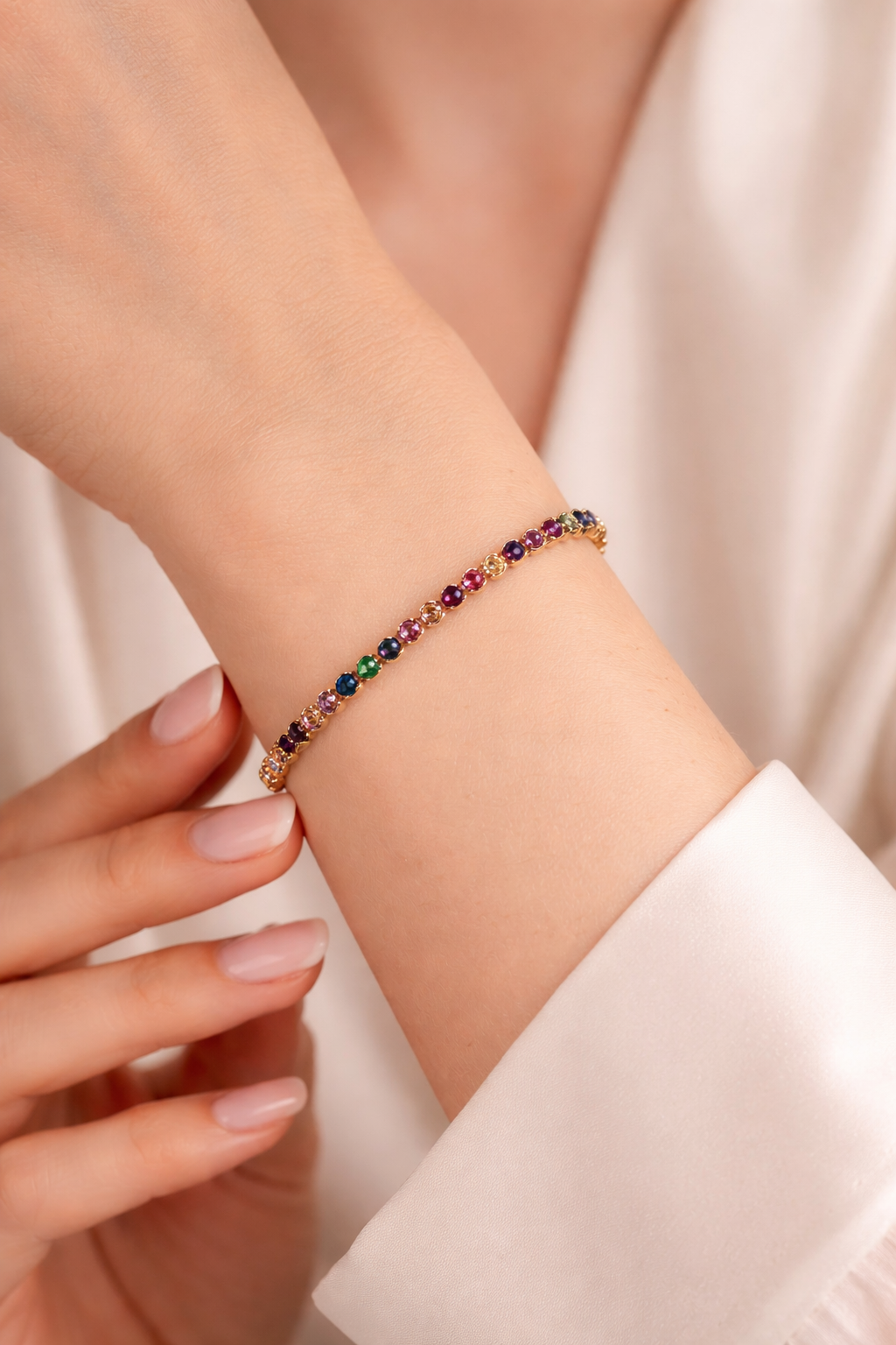 Rainbow Gemstone Tennis Bracelet