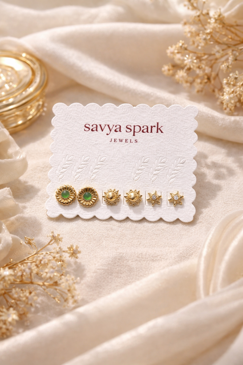 Emerald Sunburst Stud Set