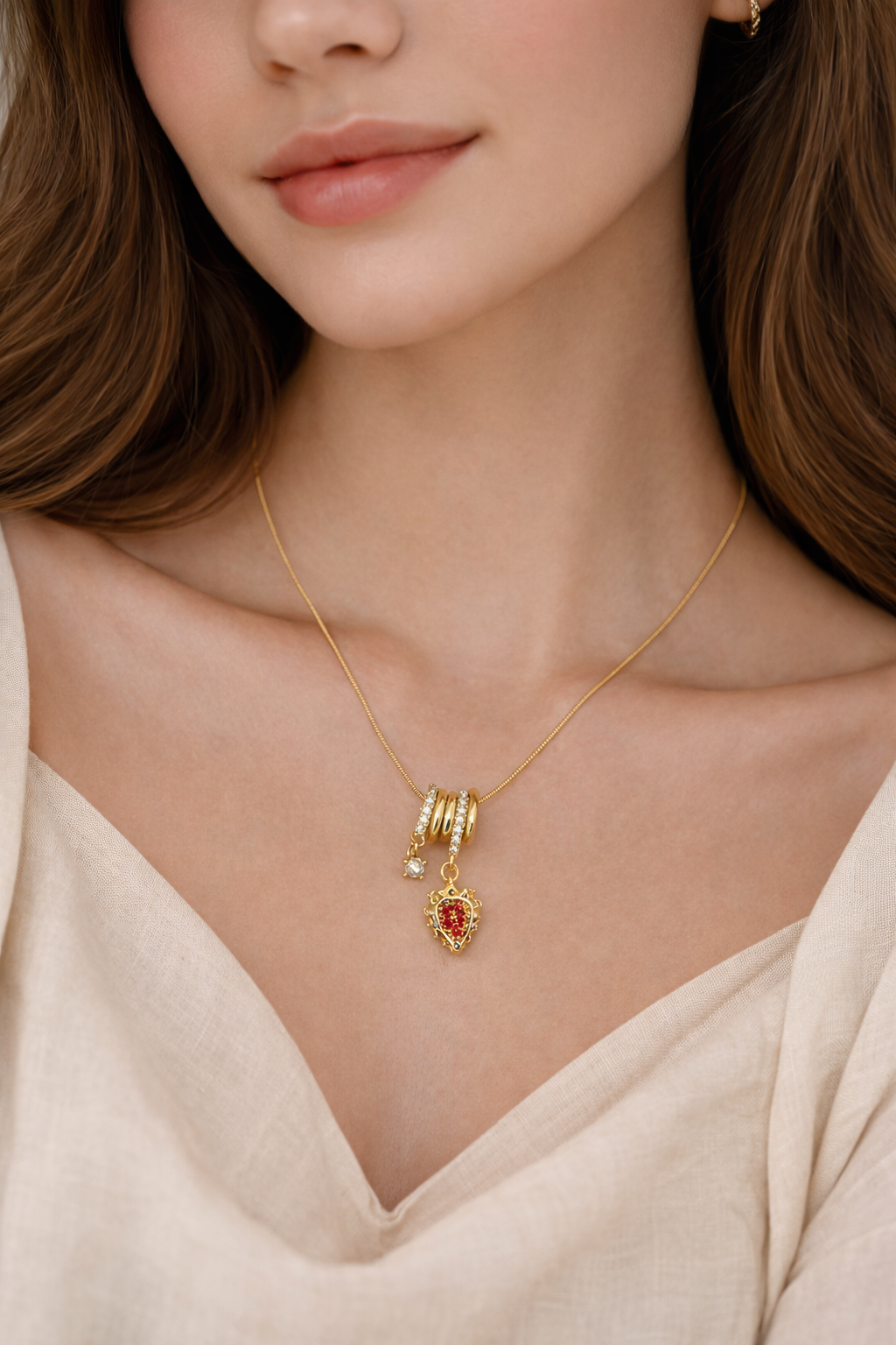 Royal Heart Charm Necklace