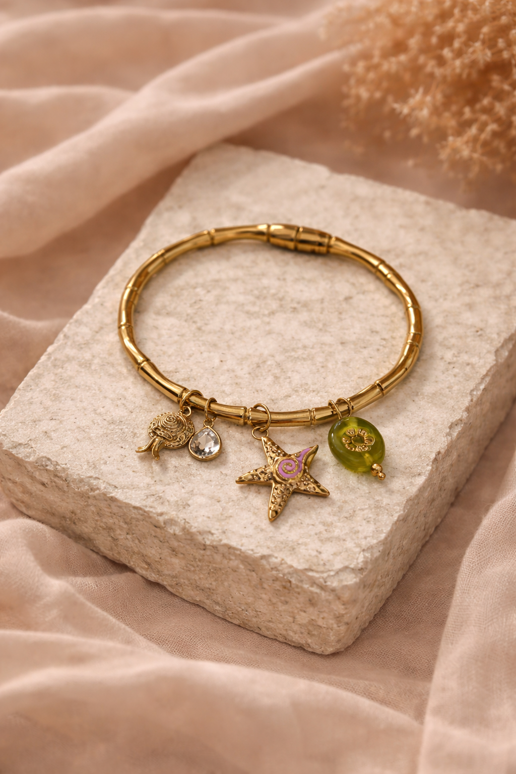 Golden Starfish Charm Bracelet