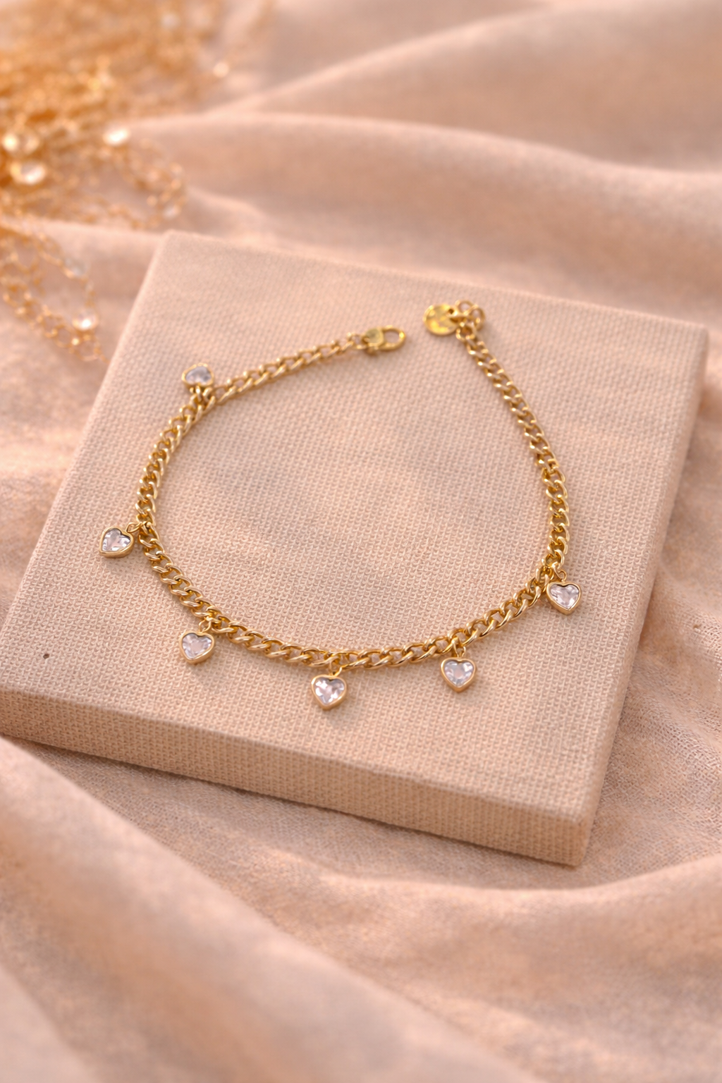 Golden Heart Charm Bracelet
