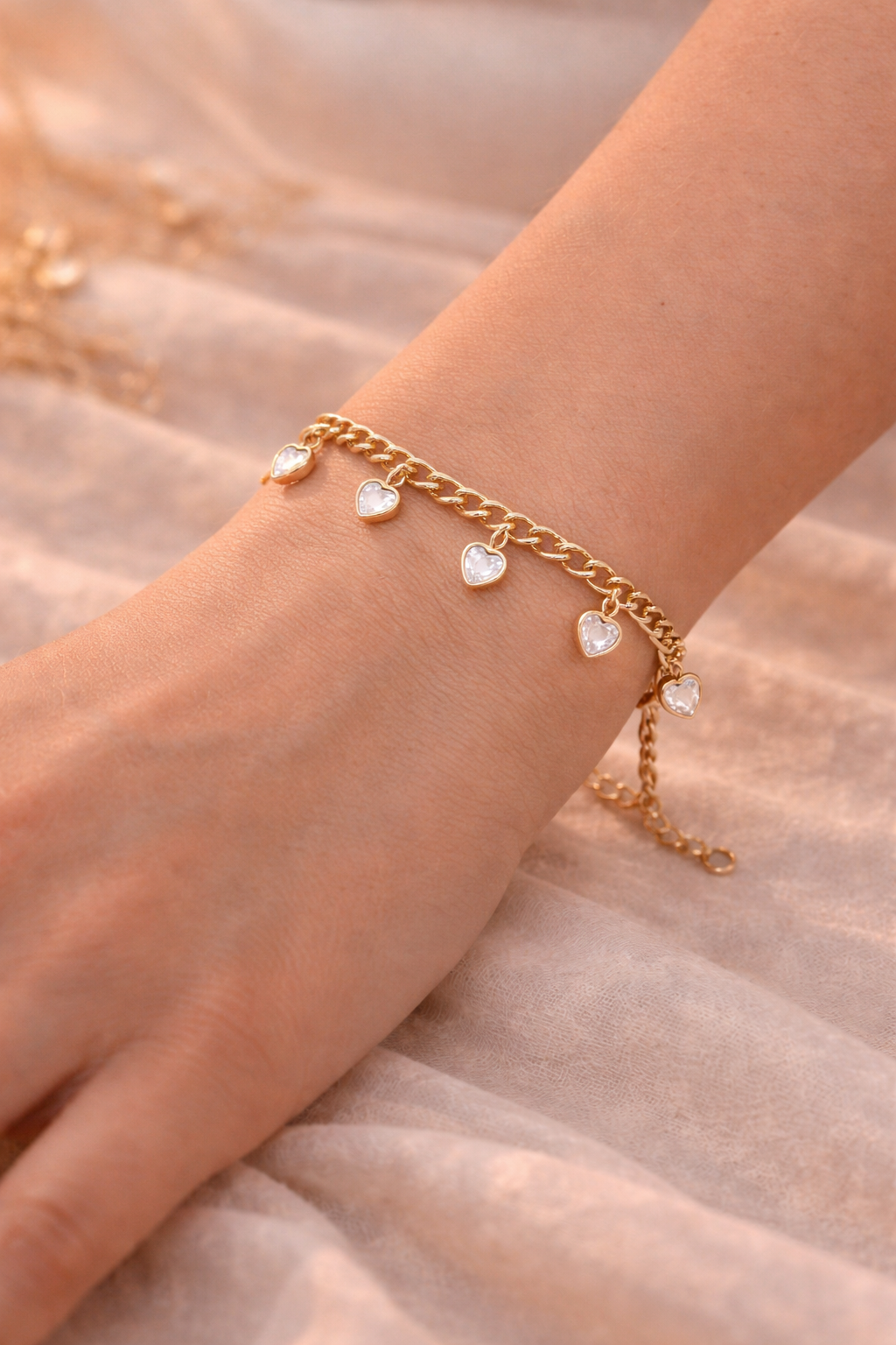 Golden Heart Charm Bracelet