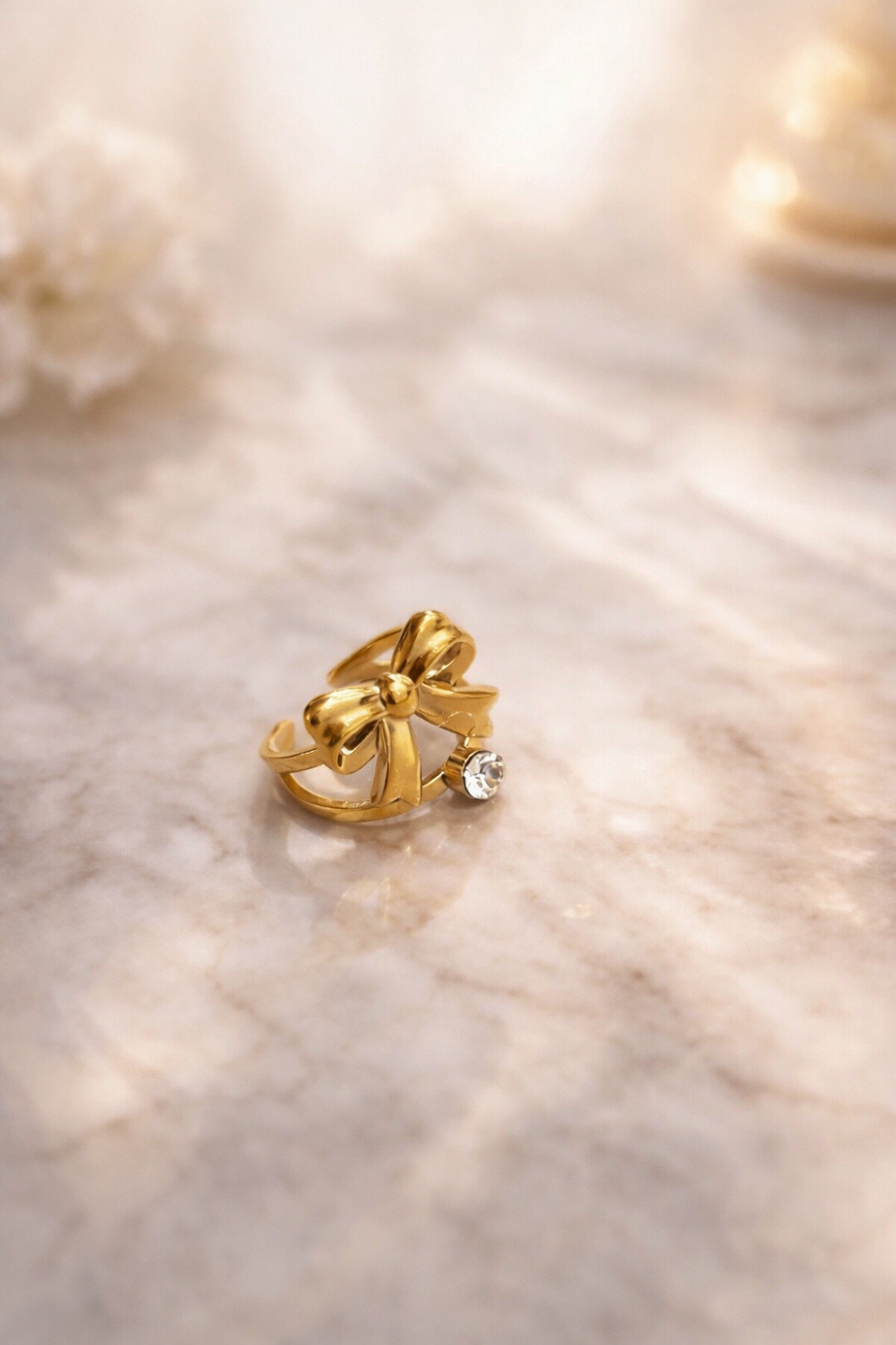 Golden Bow Charm Ring