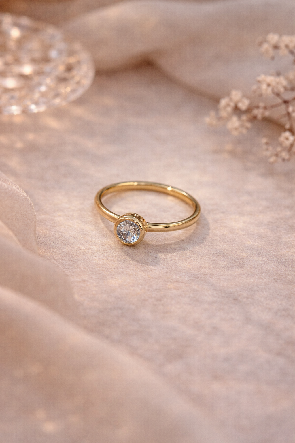 Golden Solitaire Ring