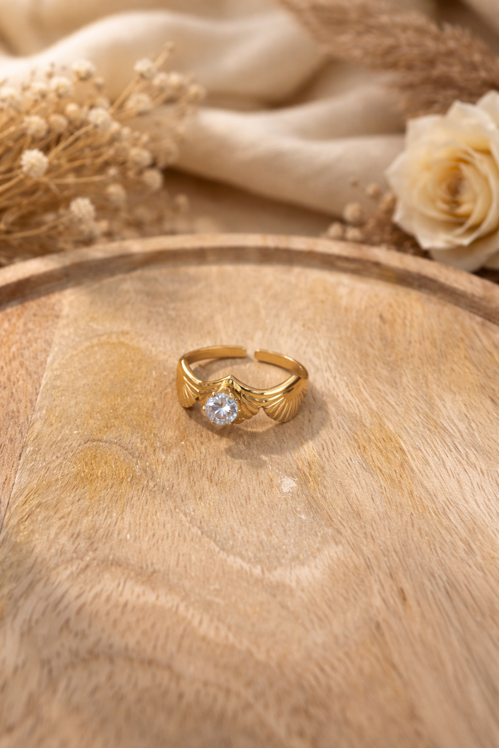 Golden Wing Crystal Ring