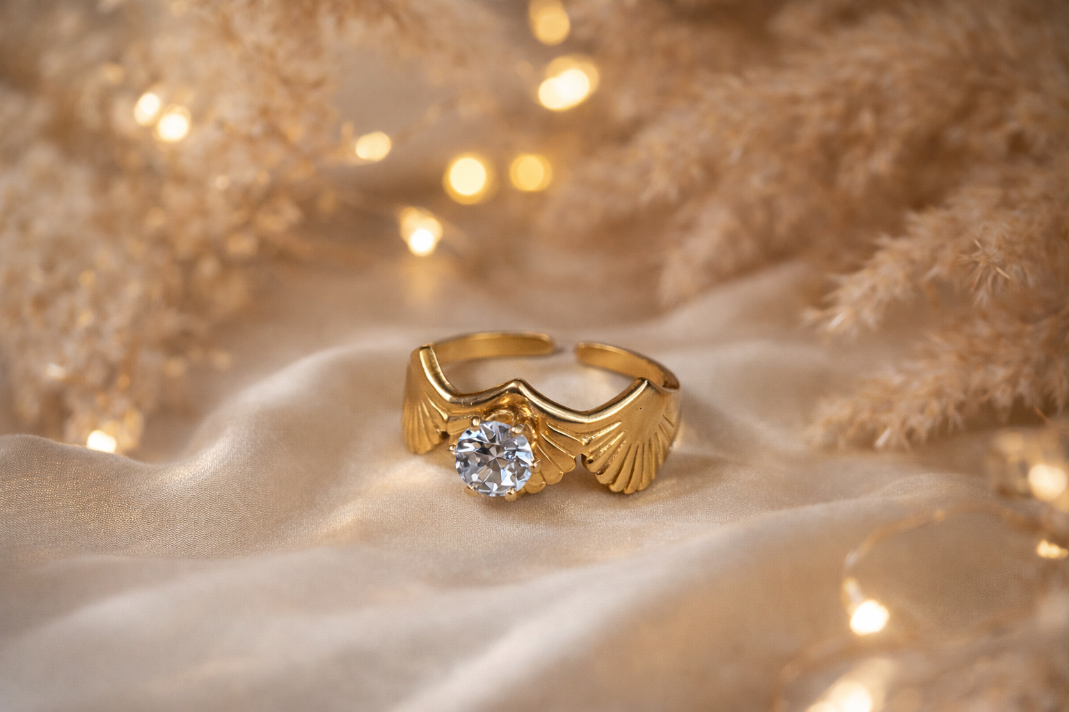 Golden Wing Crystal Ring