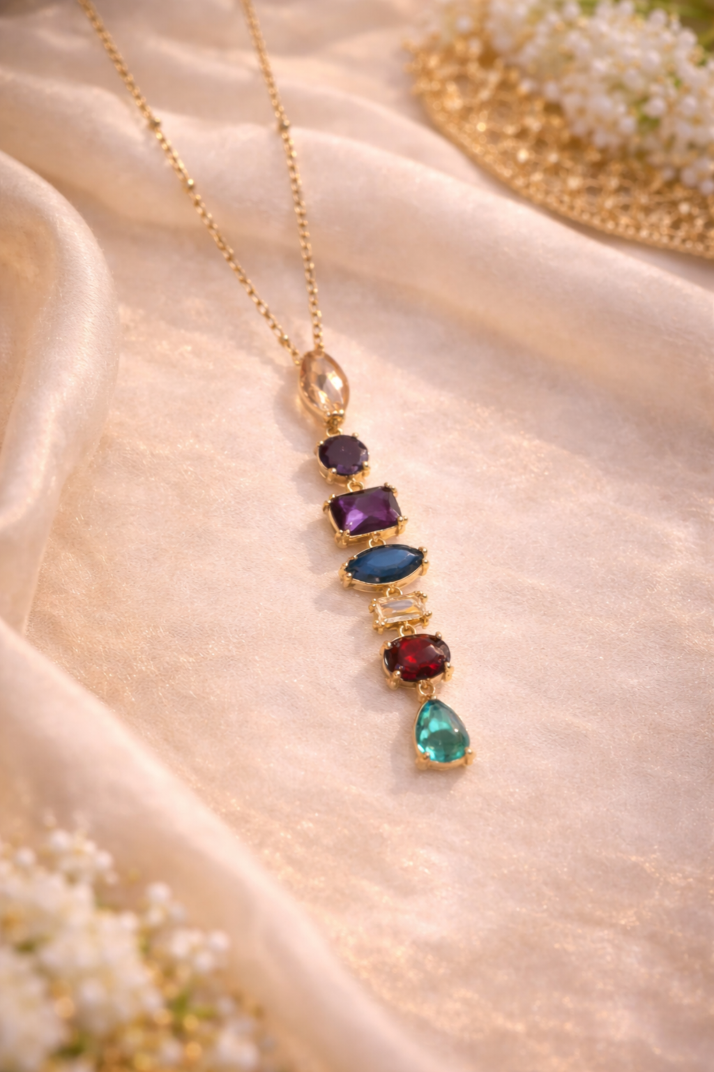 Aurora Drop Gem Necklace