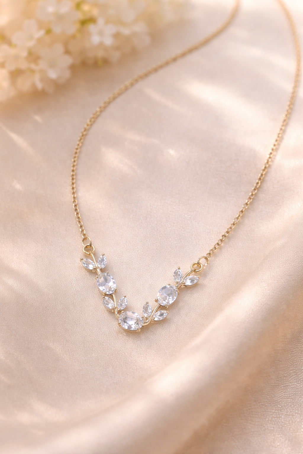 Pearl Petal V Necklace