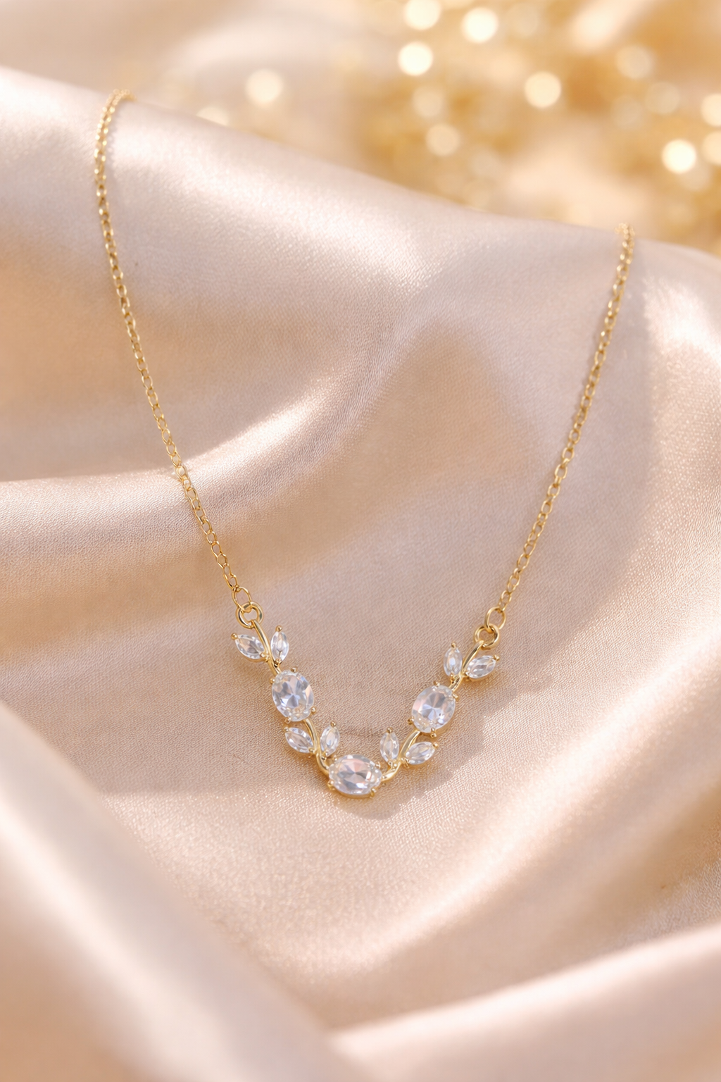 Pearl Petal V Necklace