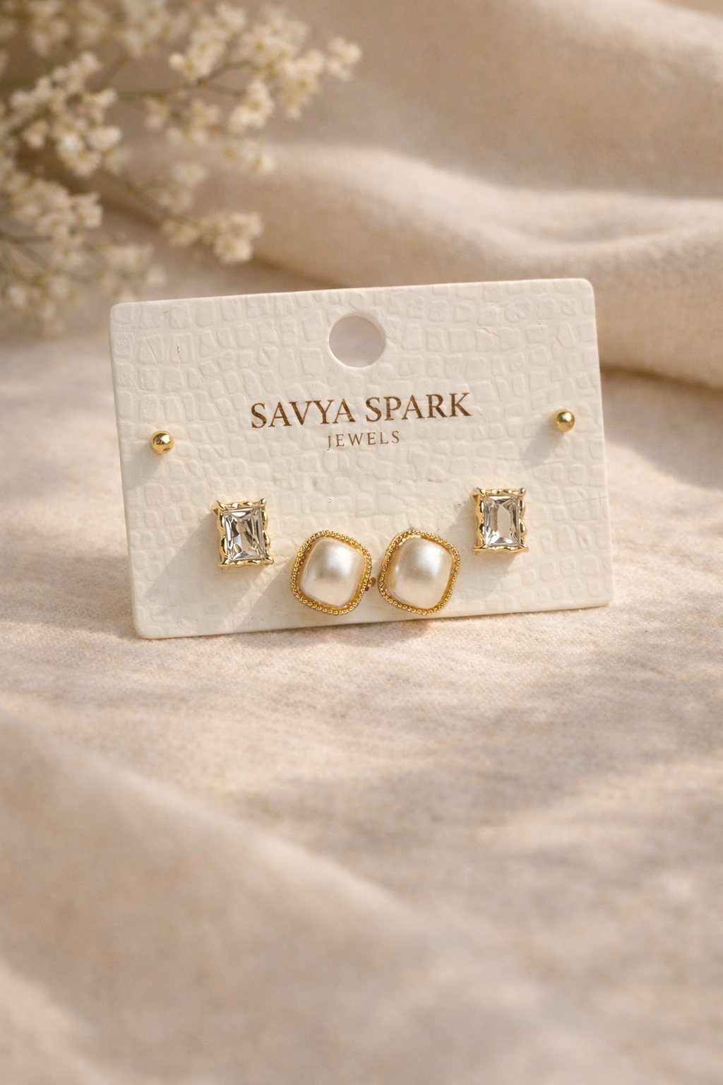 Golden Pearl Duo Earrings