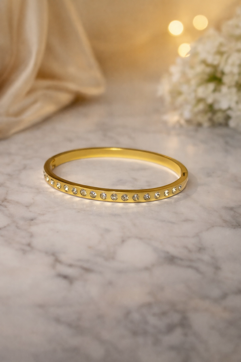 Crystal Line Gold Bangle